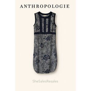 Anthropologie Holding Horses Suraja Tropic Paisley Tunic Dress 14 Blue Black Sle